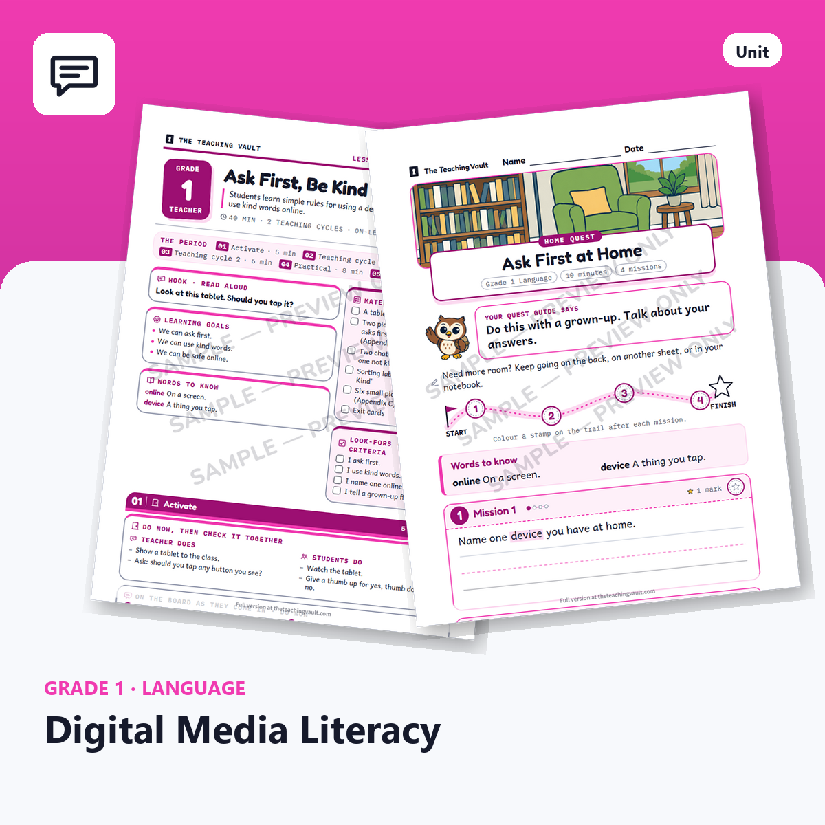 Grade 1 Digital Media Literacy cover
