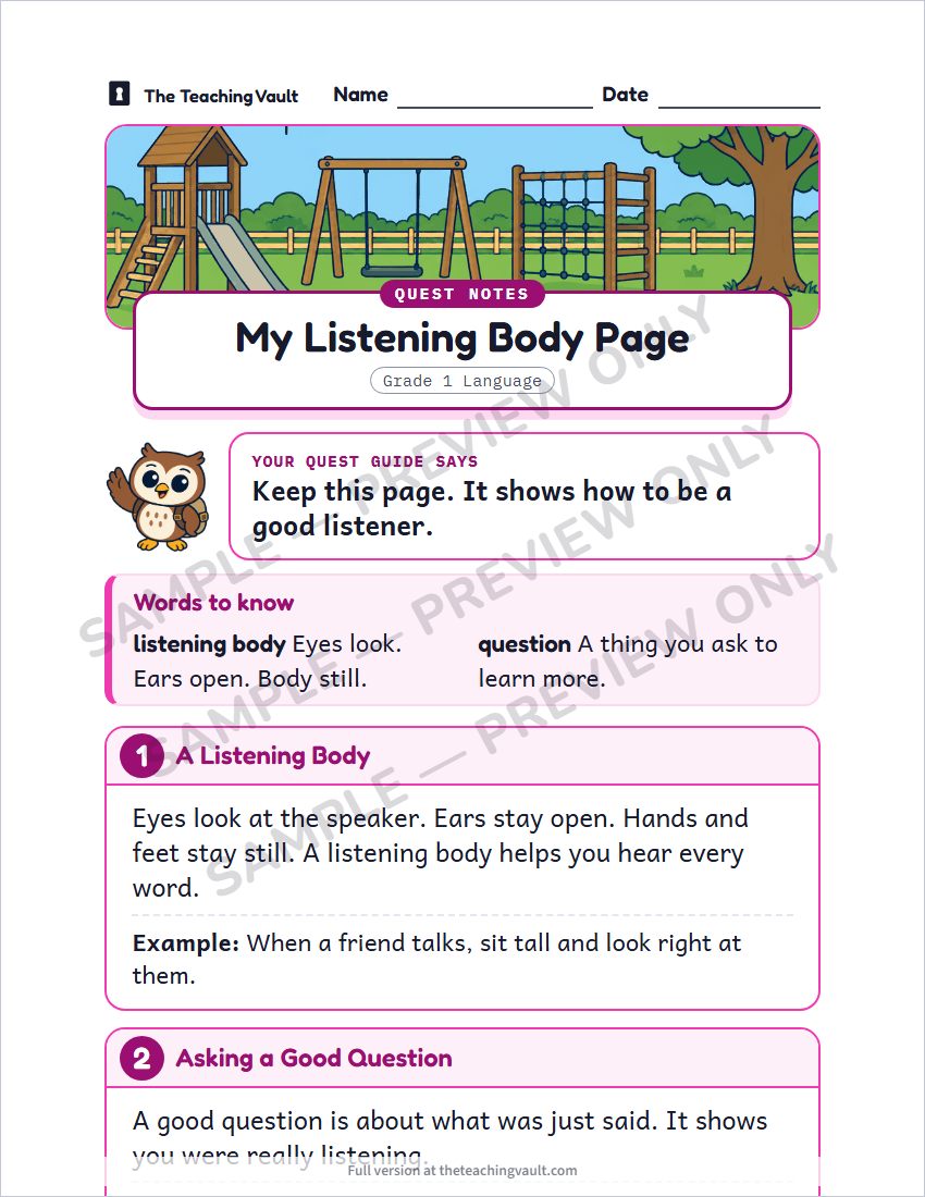 Sample handout page