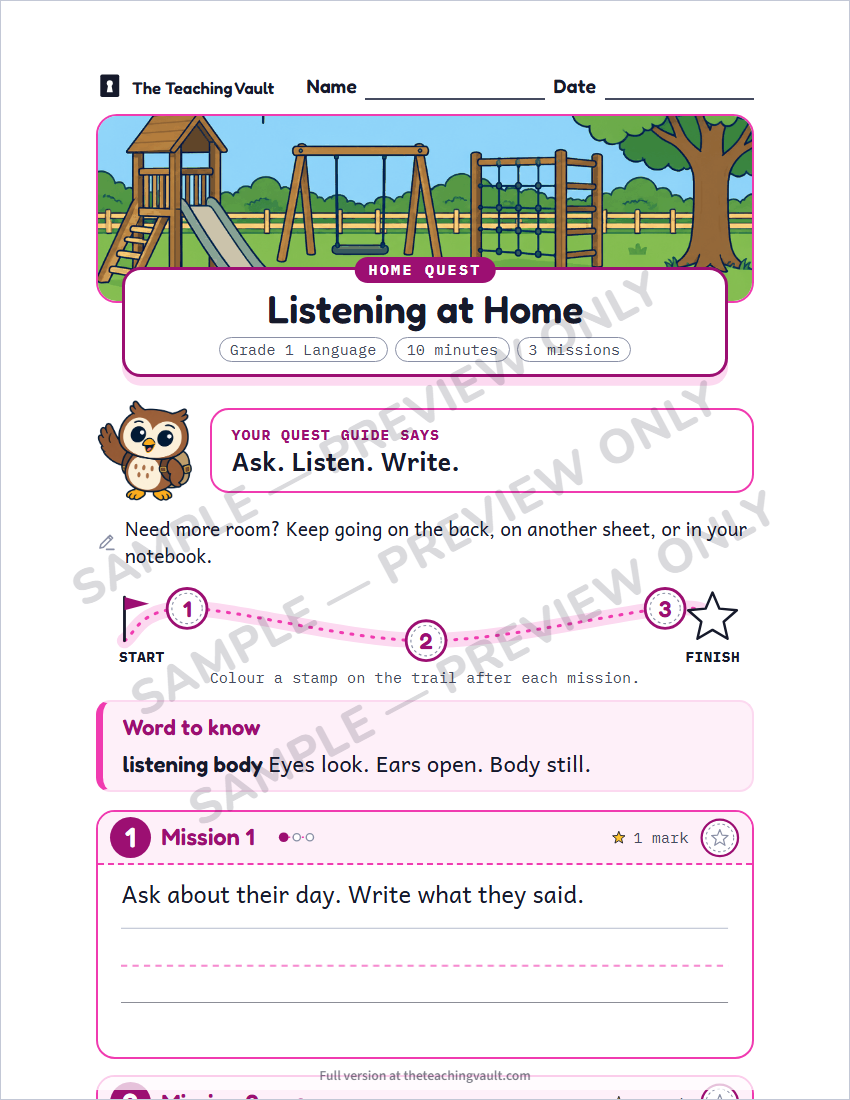 Sample homework page