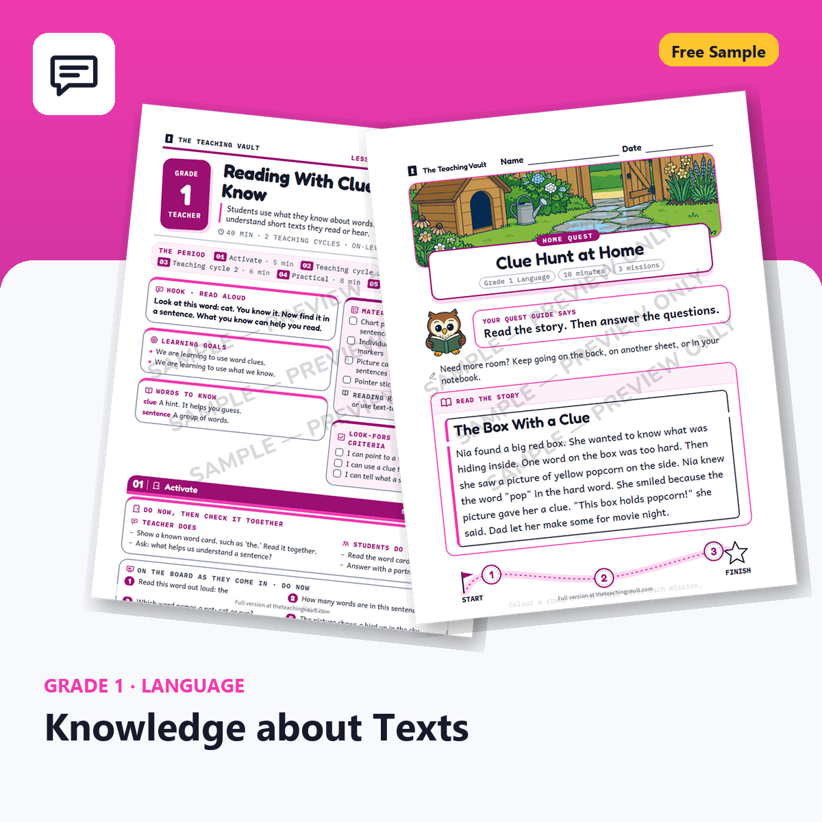 Grade 1 Knowledge About Texts Free Sample cover