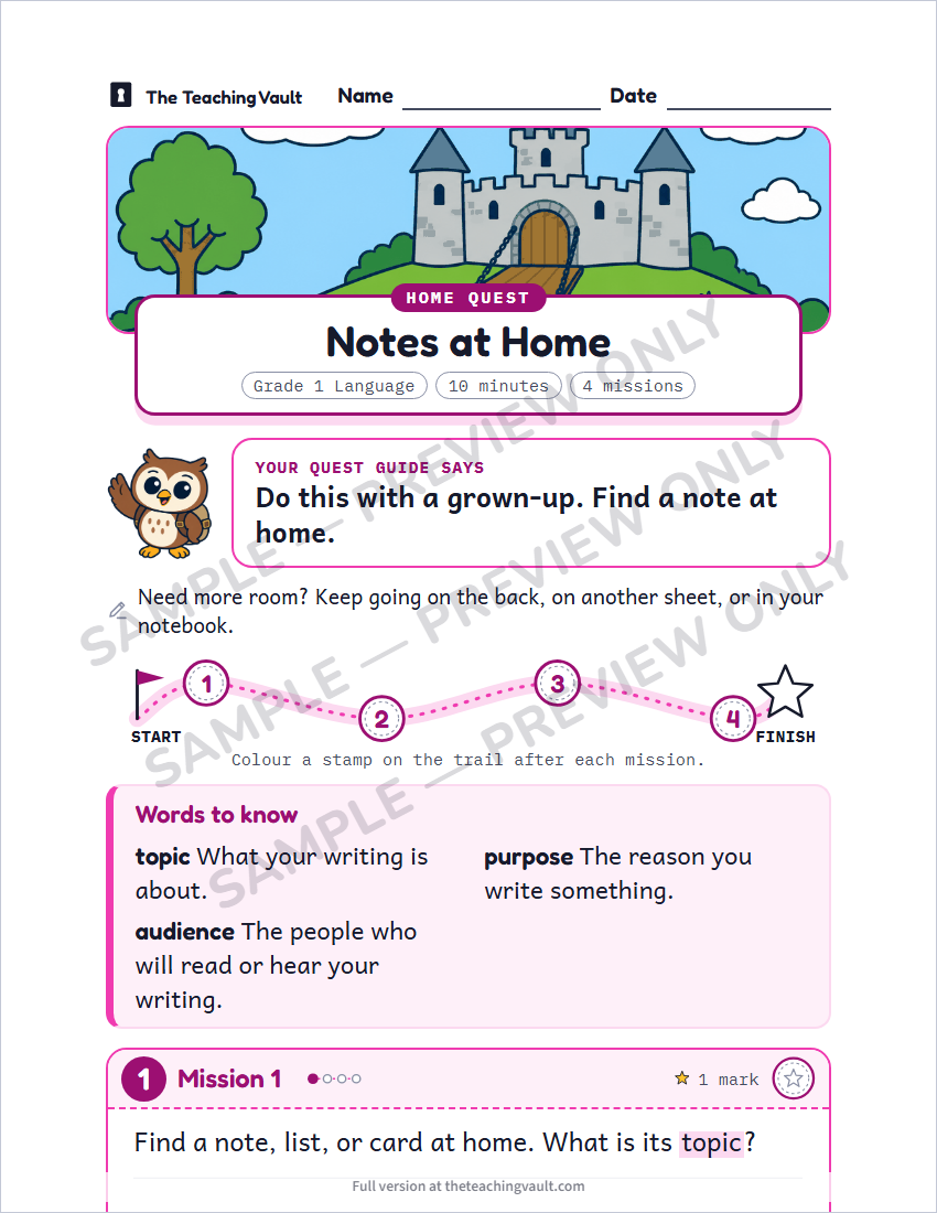 Sample homework page