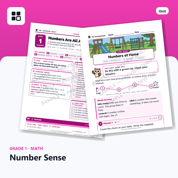 Grade 1 Number Sense — Full Unit