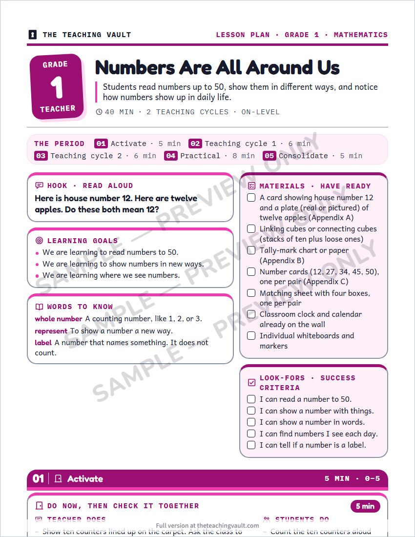 Sample preview: lesson plan page (watermarked, low-resolution)