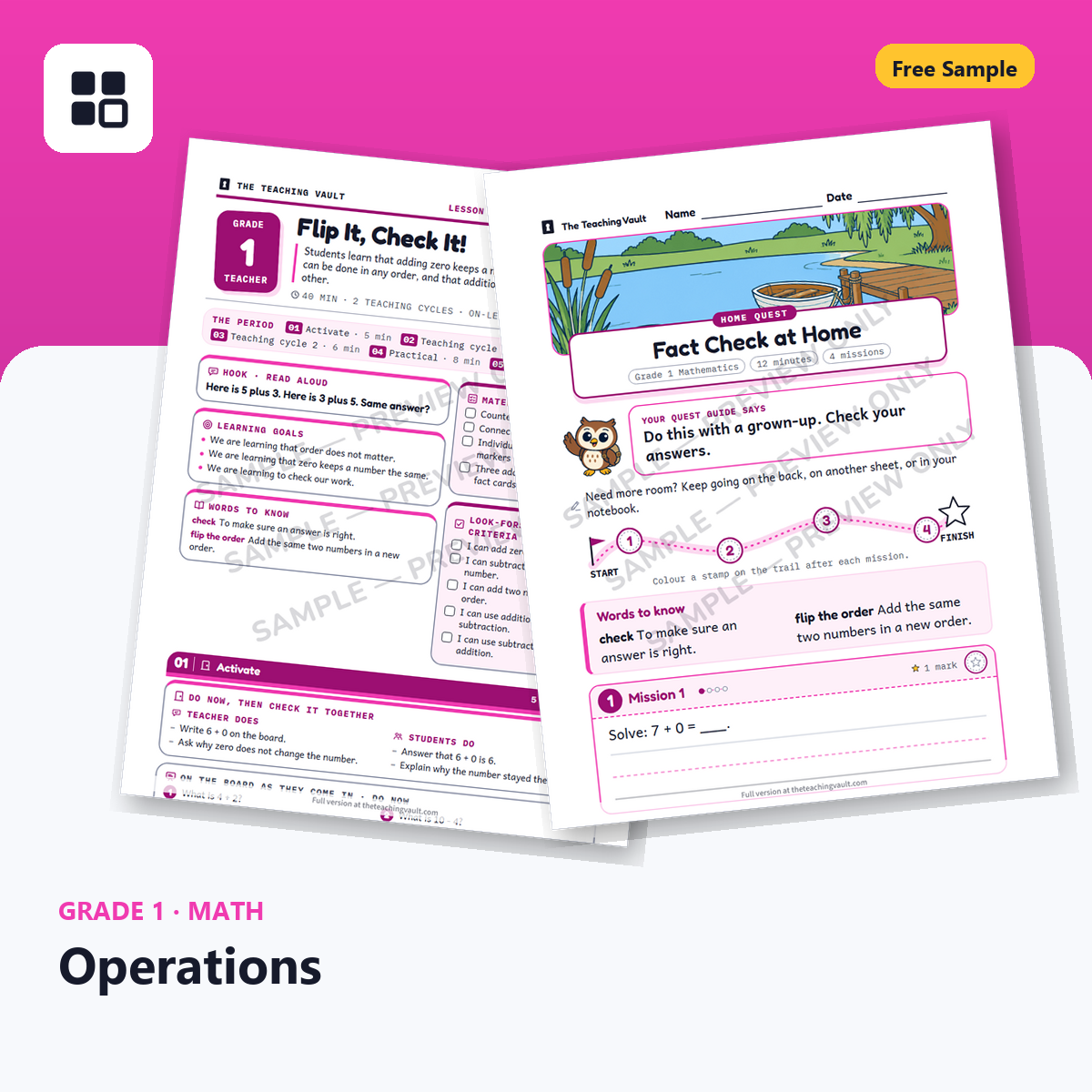 Grade 1 Operations Free Sample cover