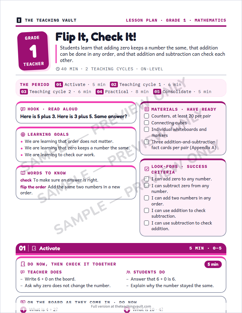 Sample preview: lesson plan page (watermarked, low-resolution)