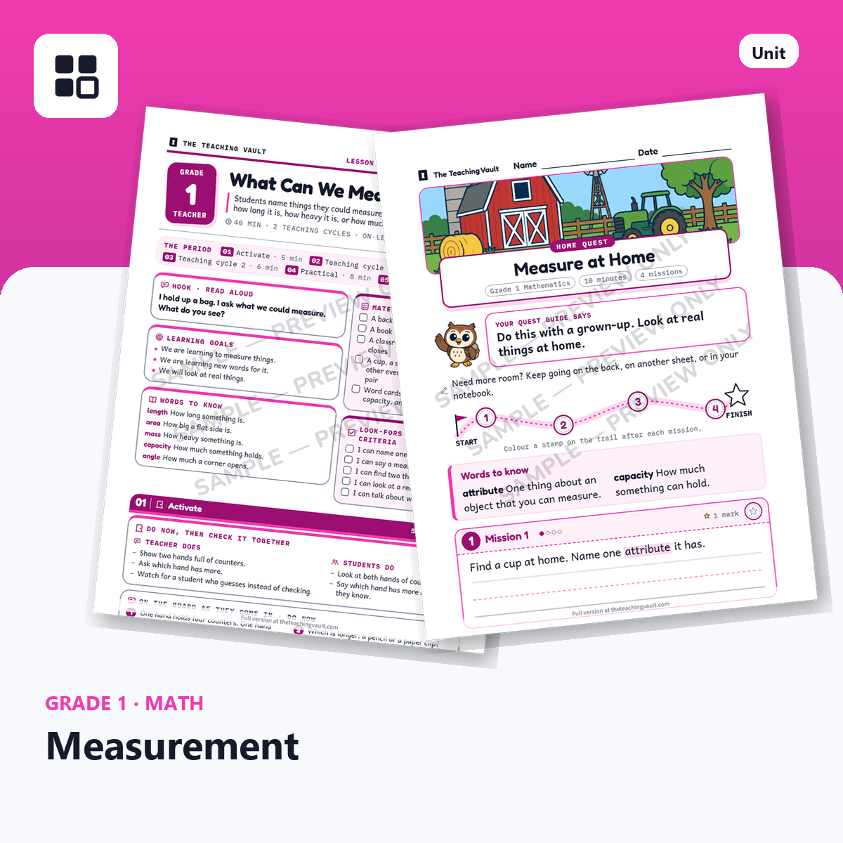 Grade 1 Measurement cover