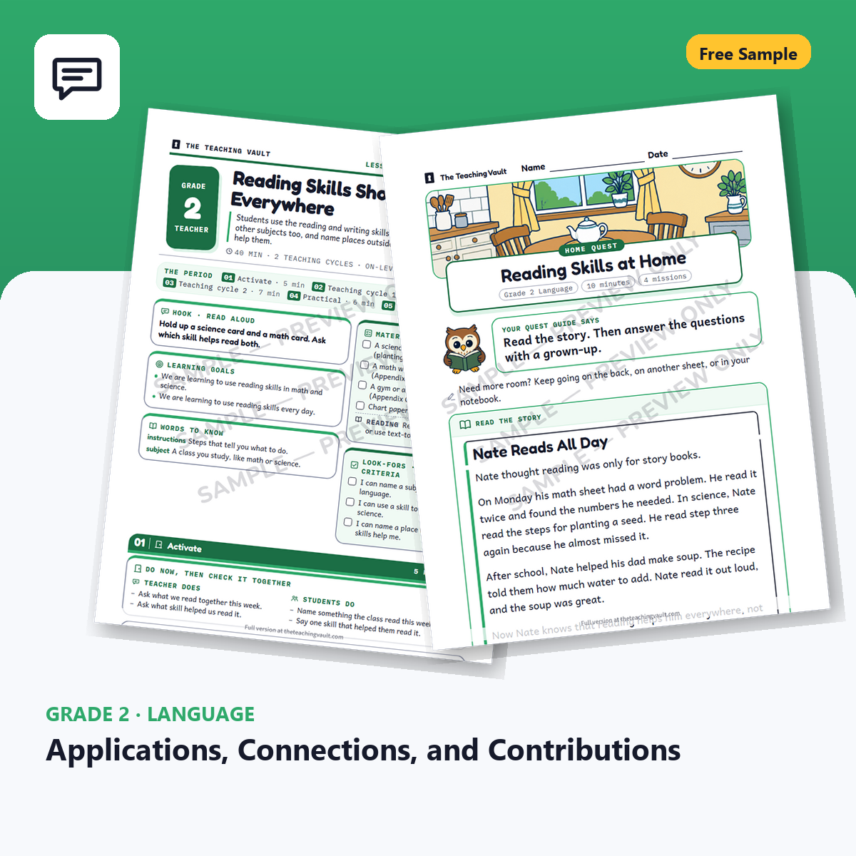 Grade 2 Applications Connections and Contributions Free Sample cover