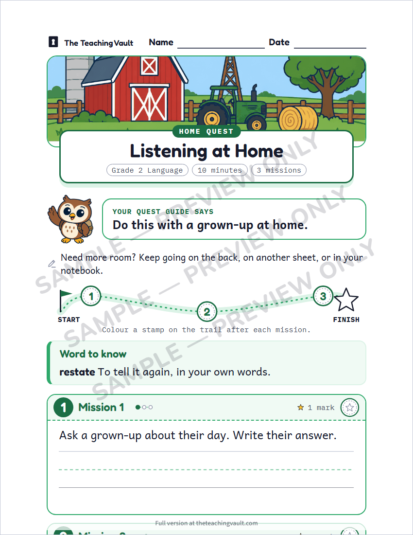 Sample homework page