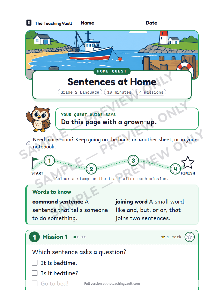 Sample homework page