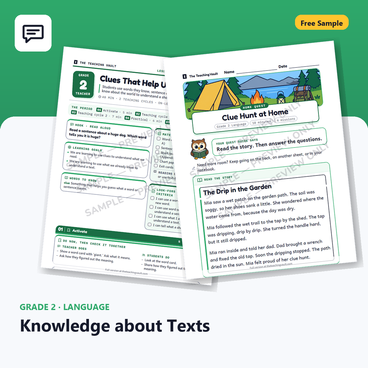 Grade 2 Knowledge About Texts Free Sample cover
