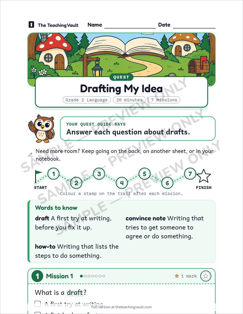 Sample worksheet page