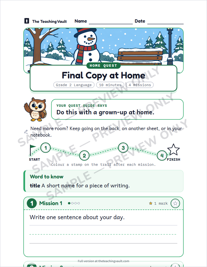 Sample homework page