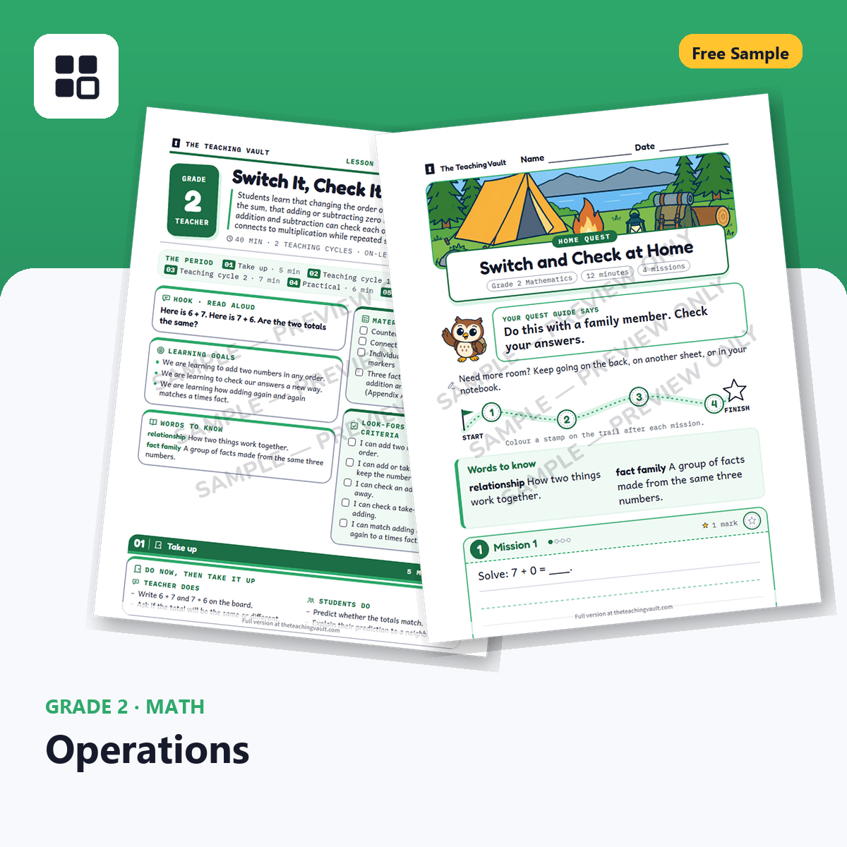 Grade 2 Operations Free Sample cover