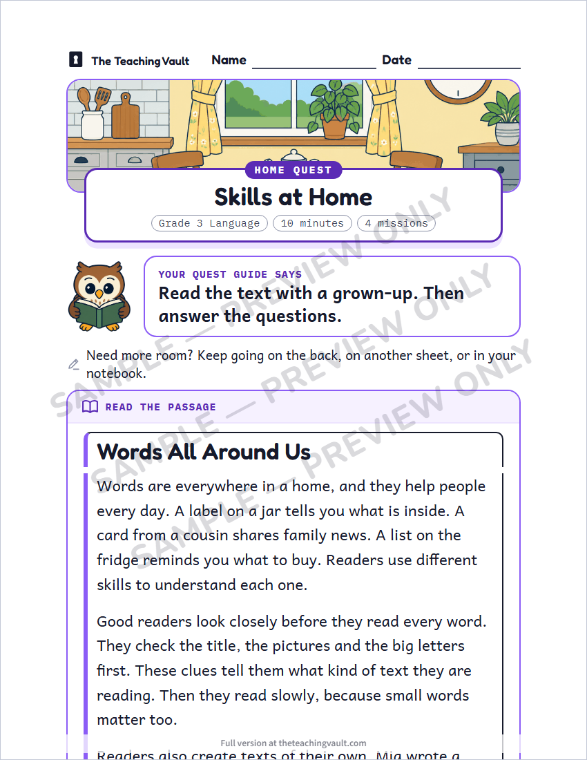 Sample homework page