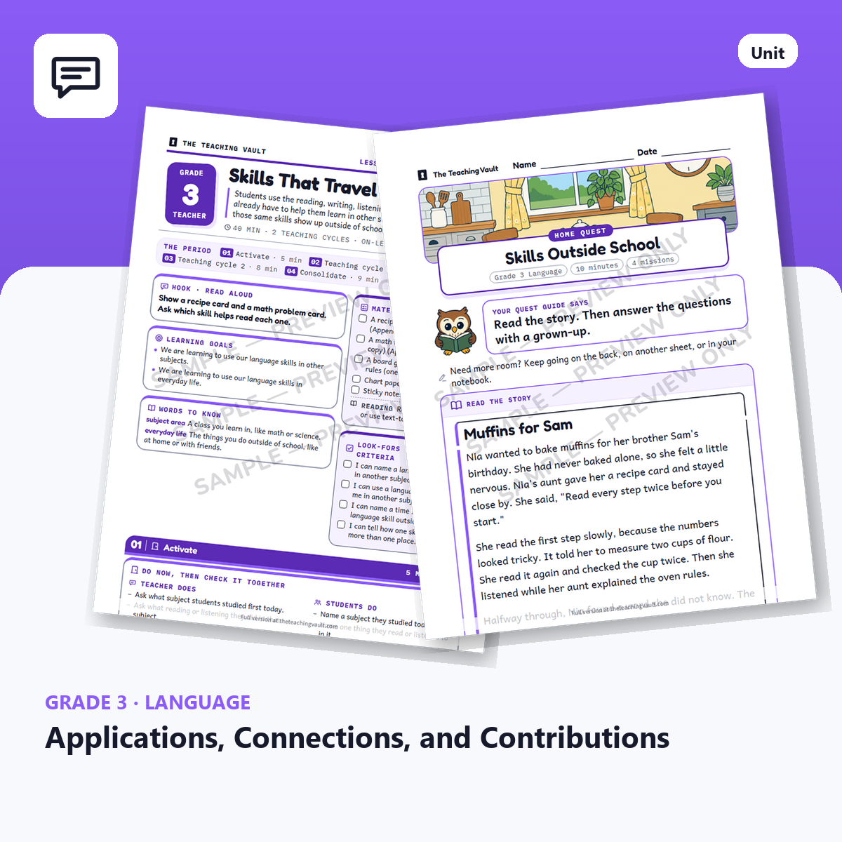 Grade 3 Applications Connections and Contributions cover