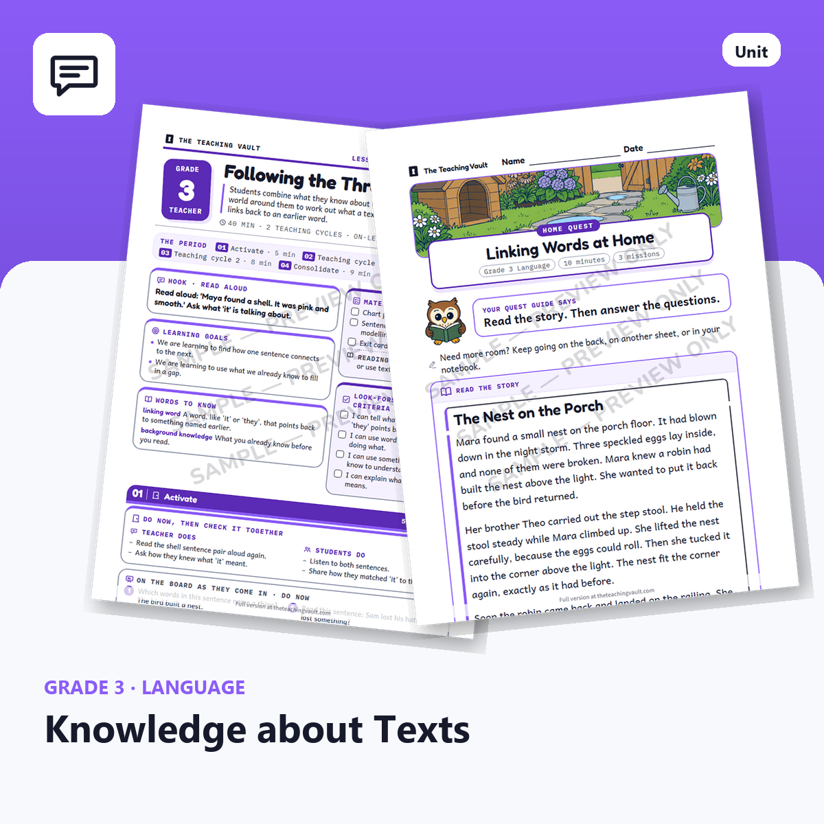 Grade 3 Knowledge About Texts cover