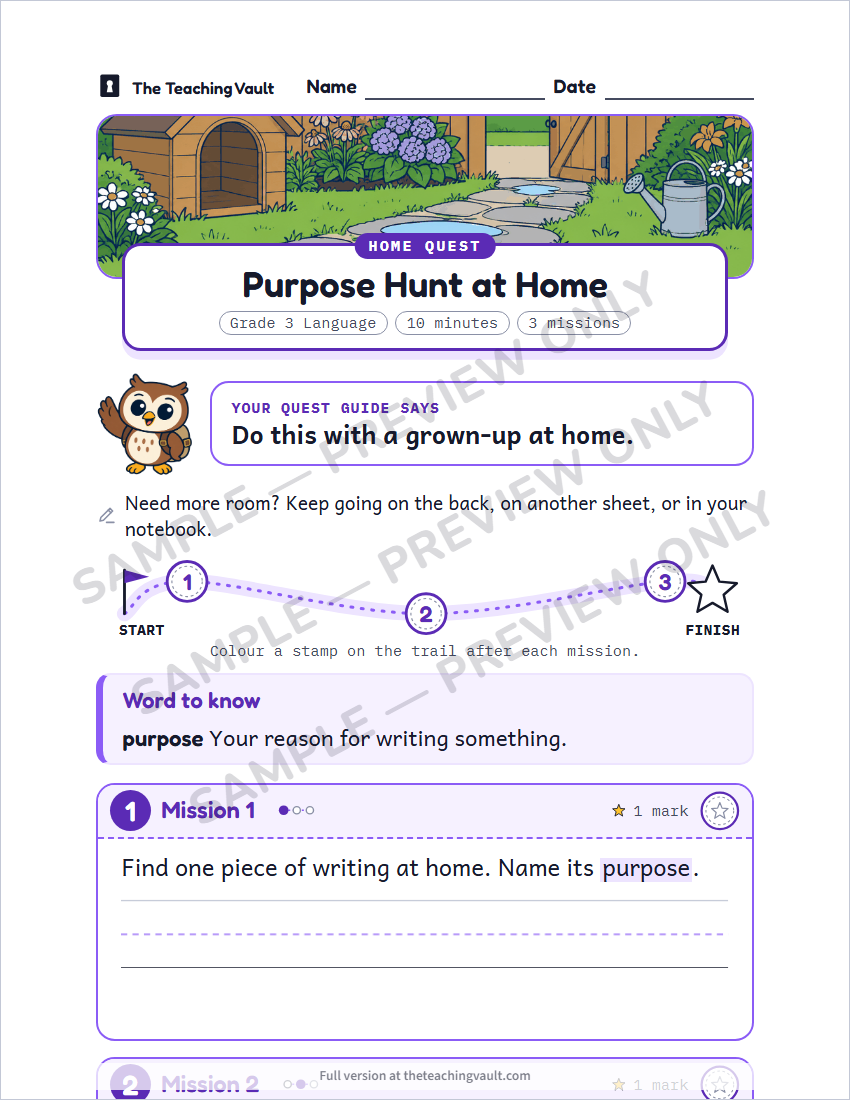 Sample homework page