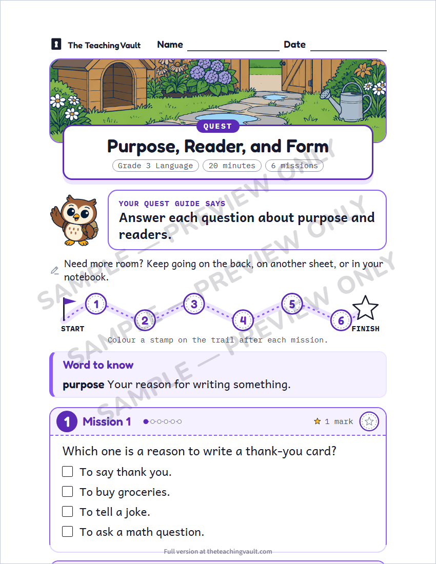 Sample worksheet page