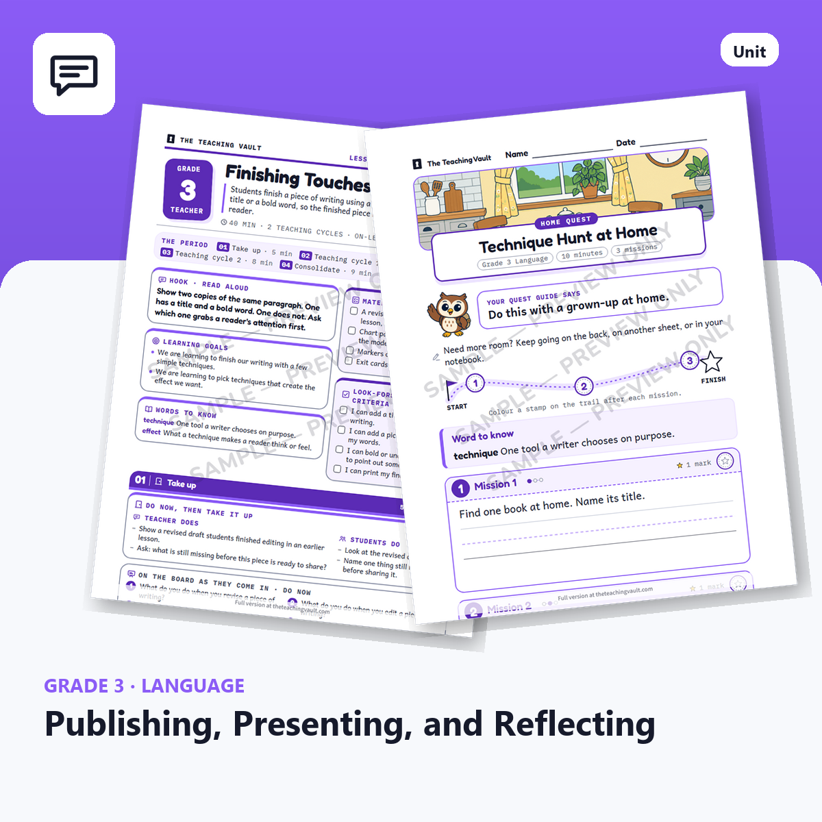 Grade 3 Publishing, Presenting, and Reflecting — Full Unit (Unit 12 of 12) cover
