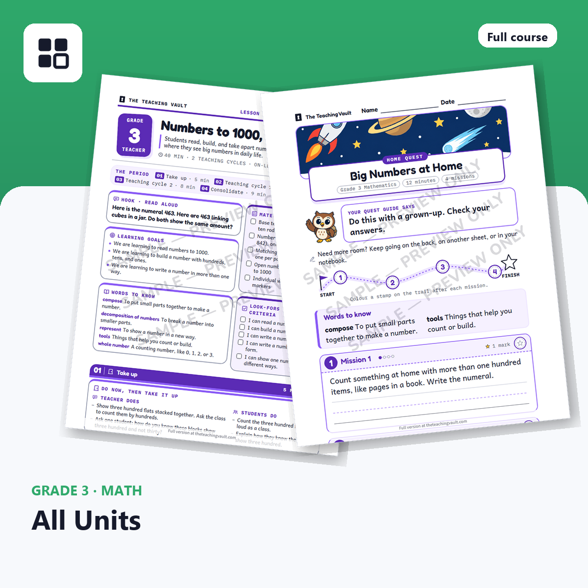 Grade 3 Mathematics All Units cover