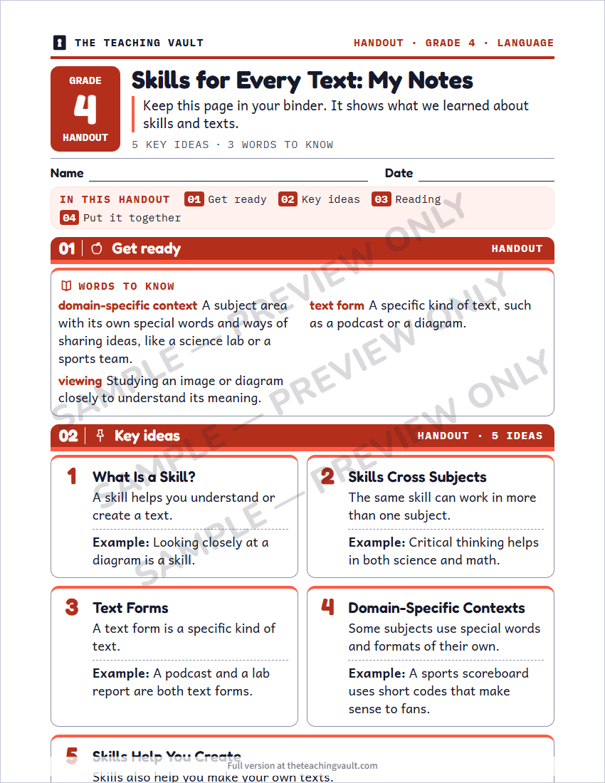 Sample handout page