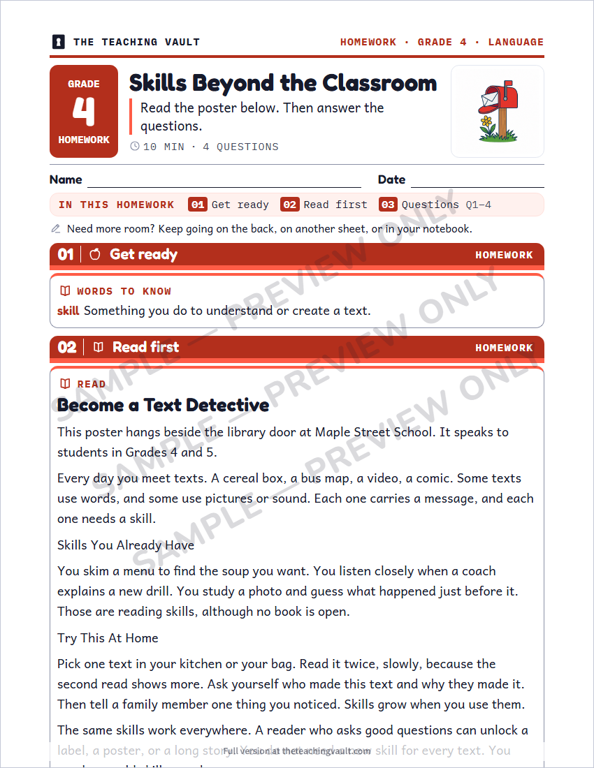 Sample homework page