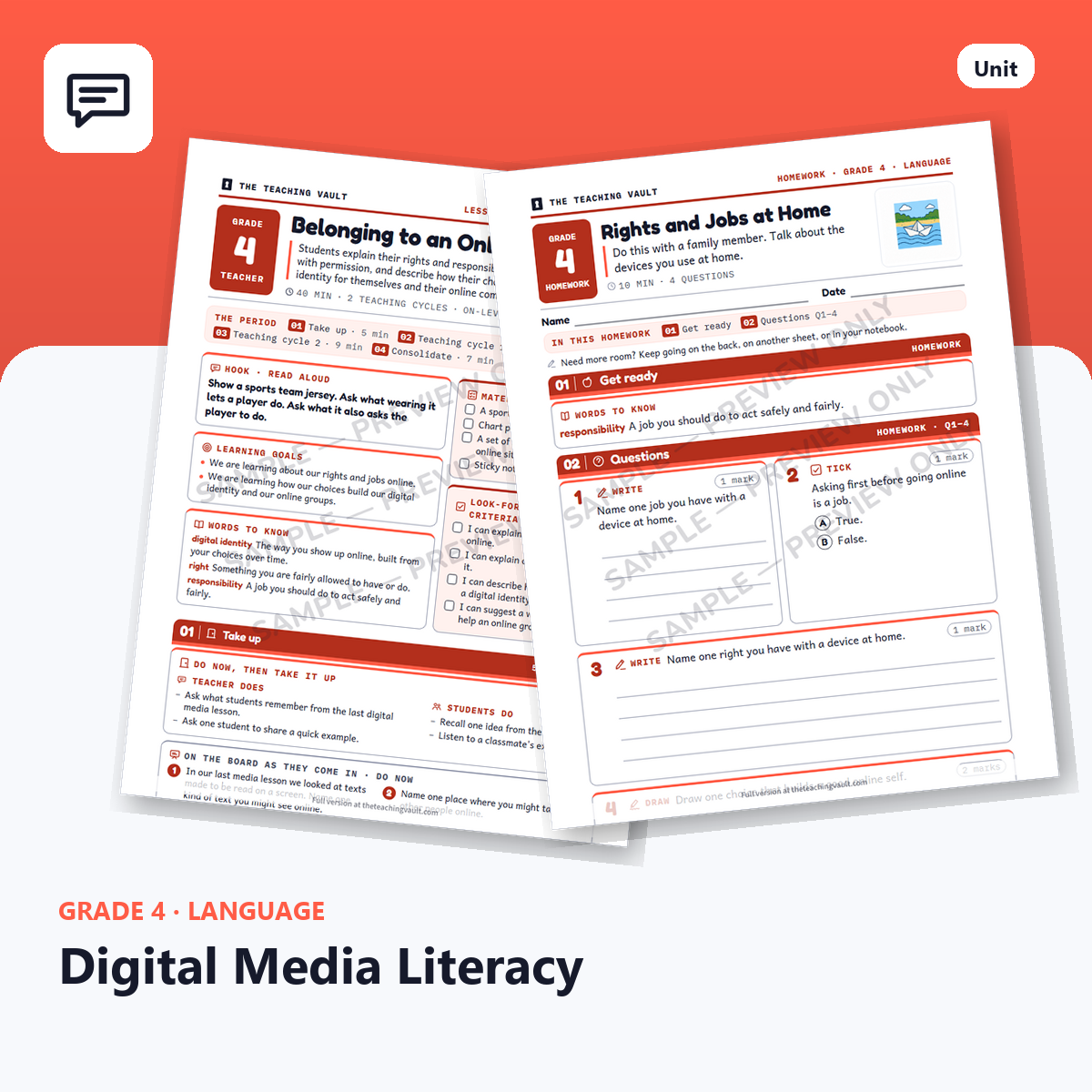Grade 4 Digital Media Literacy — Full Unit (Unit 2 of 12) cover