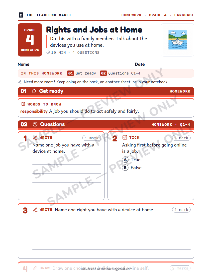 Sample homework page