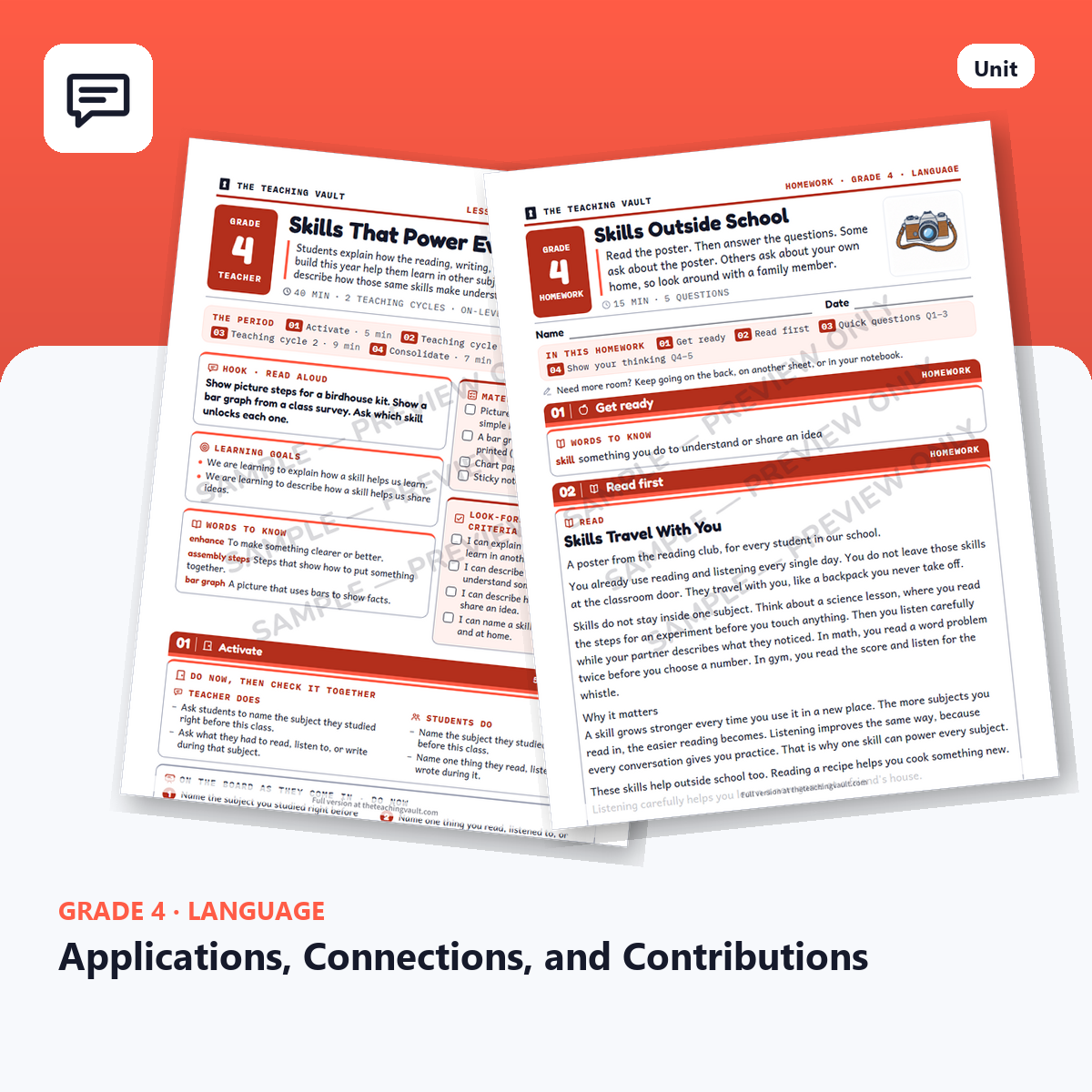 Grade 4 Applications Connections and Contributions cover