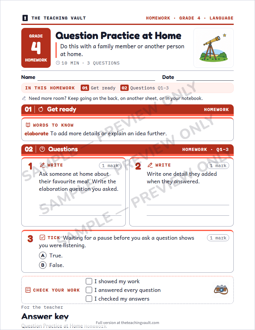 Sample homework page