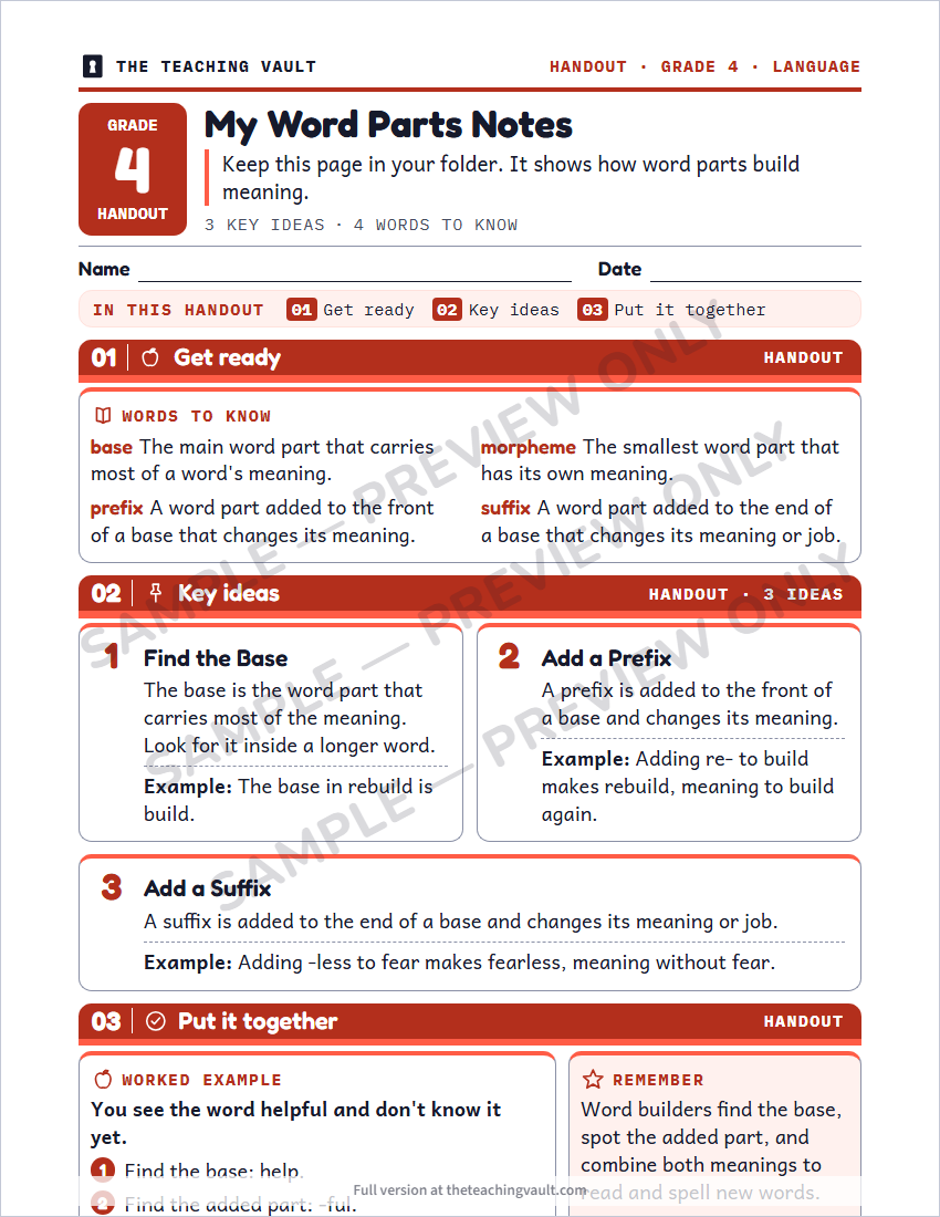 Sample handout page