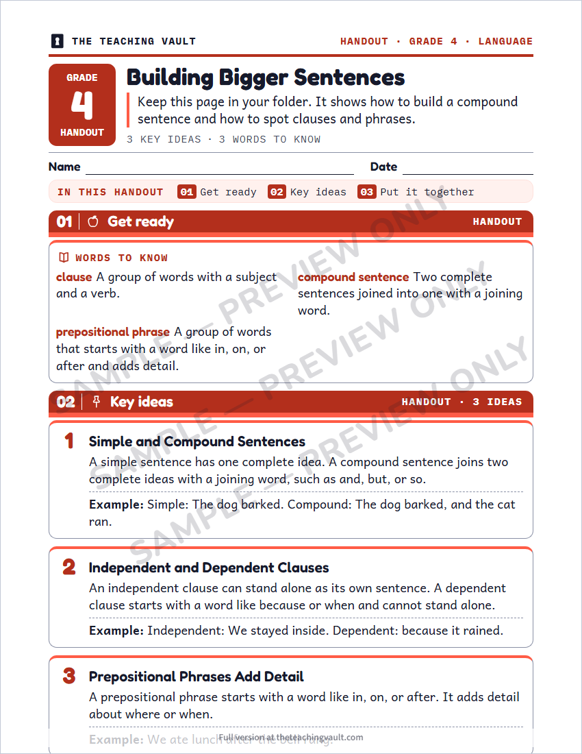 Sample handout page