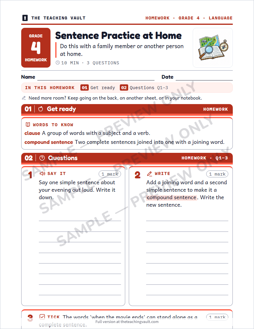 Sample homework page