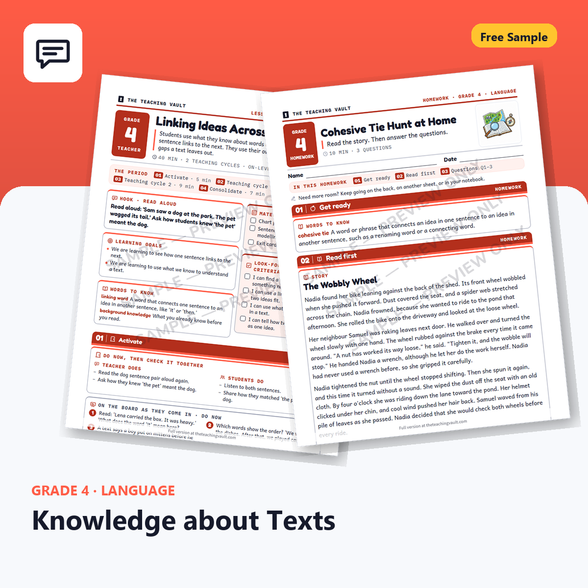 Grade 4 Knowledge About Texts Free Sample cover