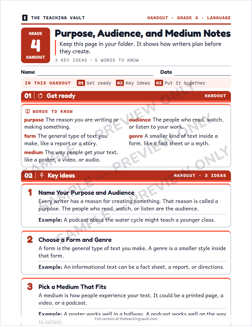 Sample handout page