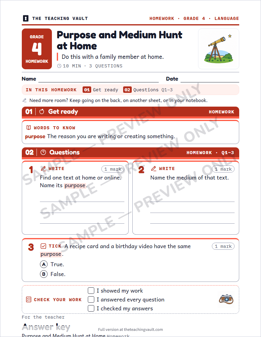 Sample homework page