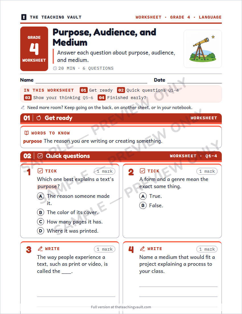 Sample worksheet page