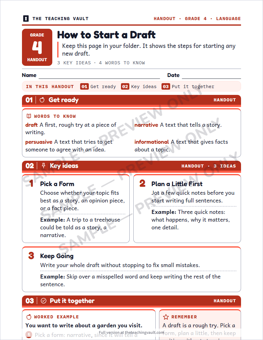 Sample handout page