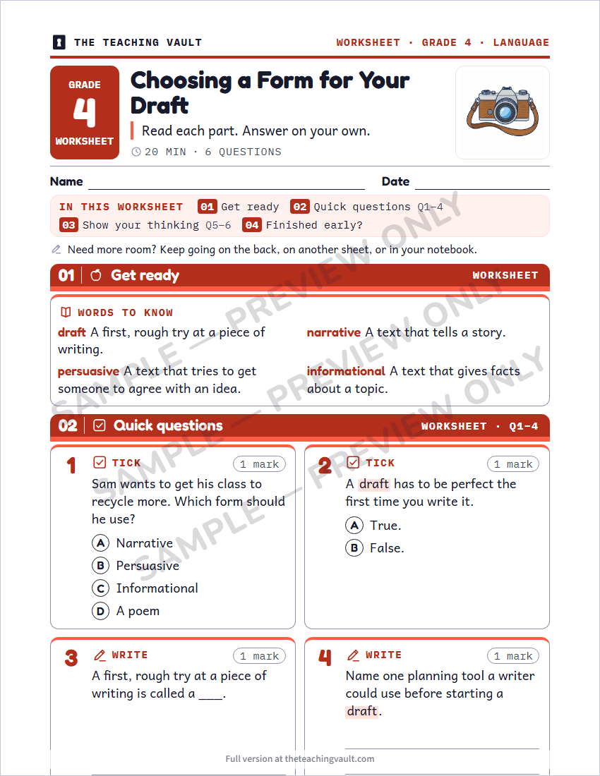 Sample worksheet page
