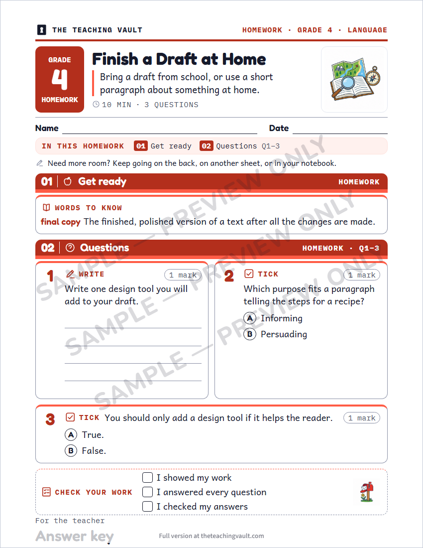 Sample homework page
