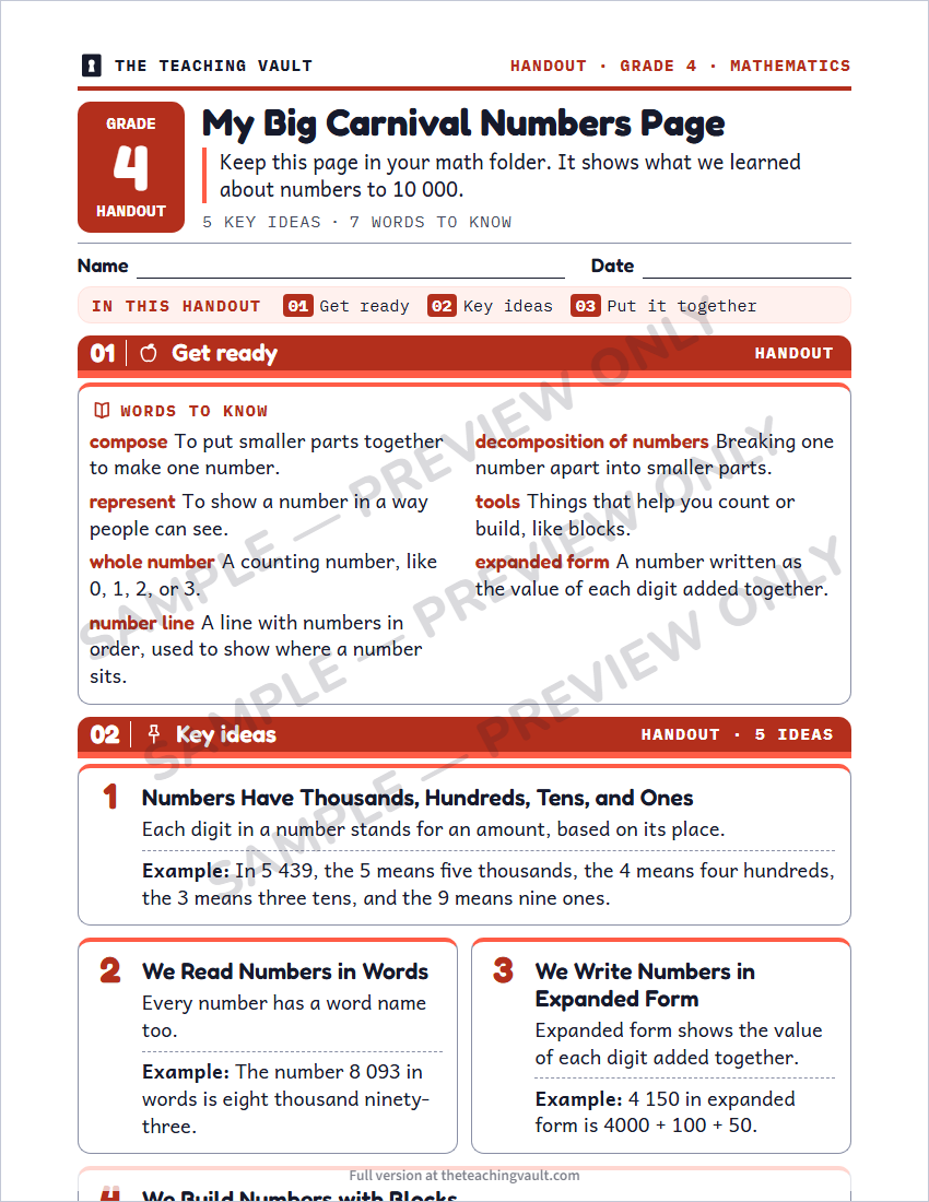 Sample handout page