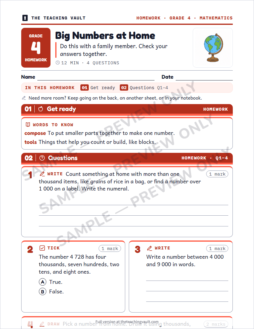Sample homework page