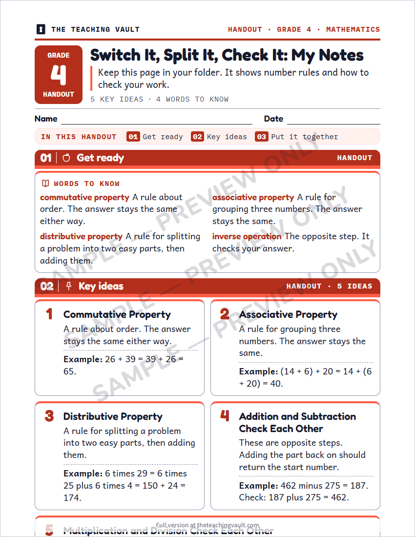 Sample handout page