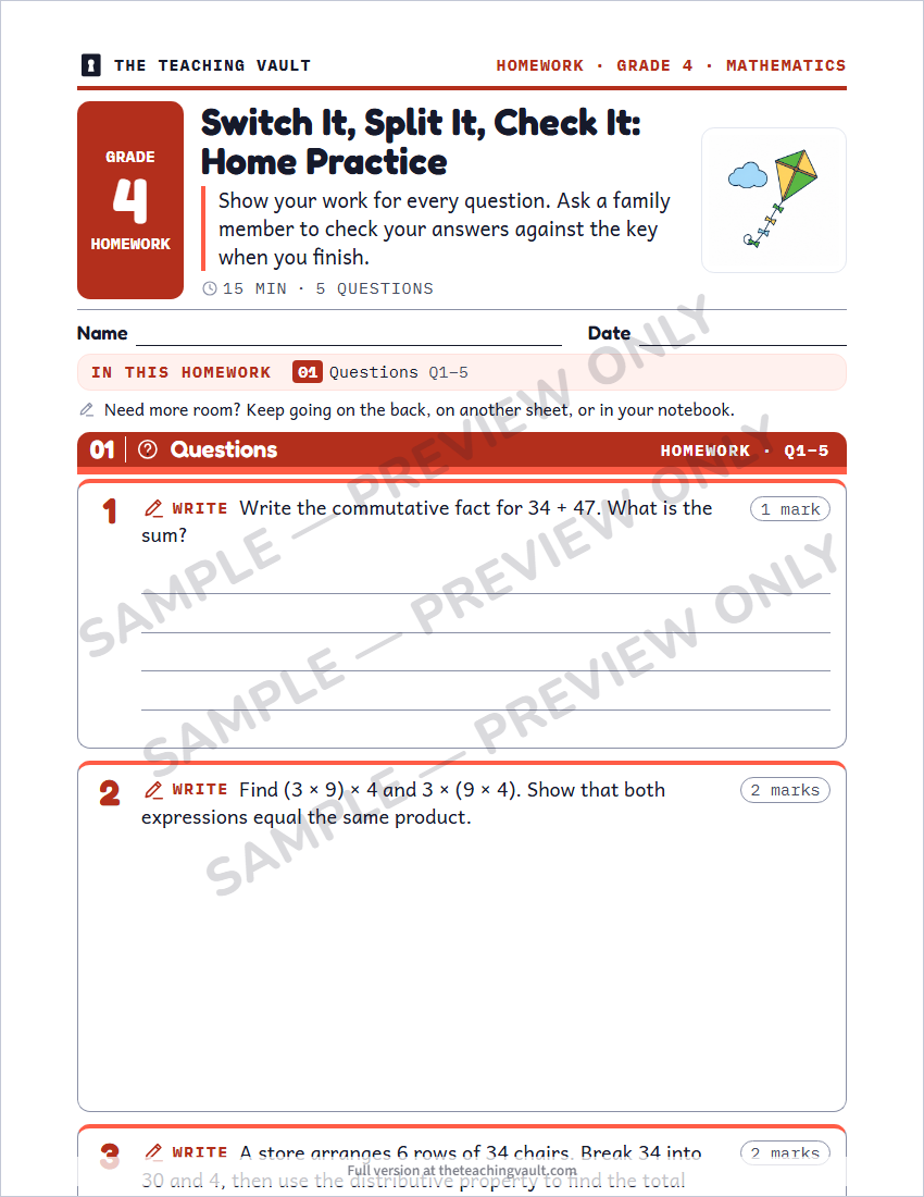 Sample homework page