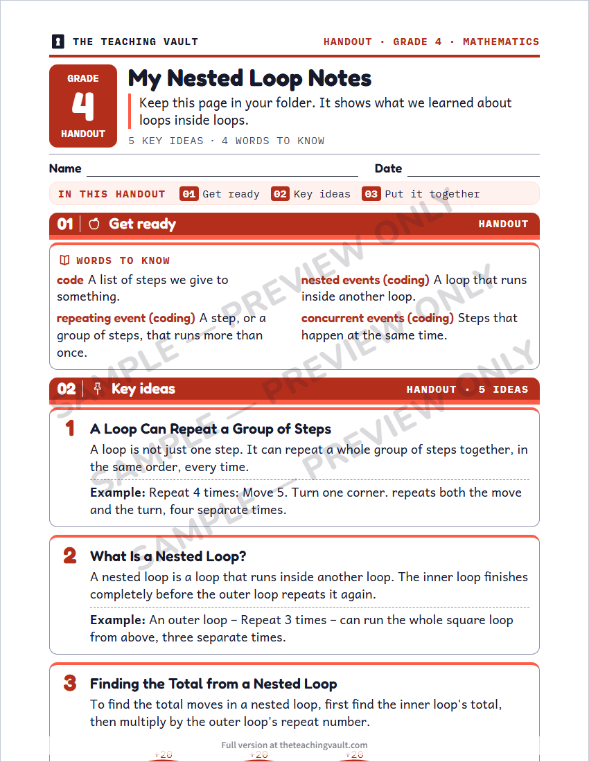 Sample handout page