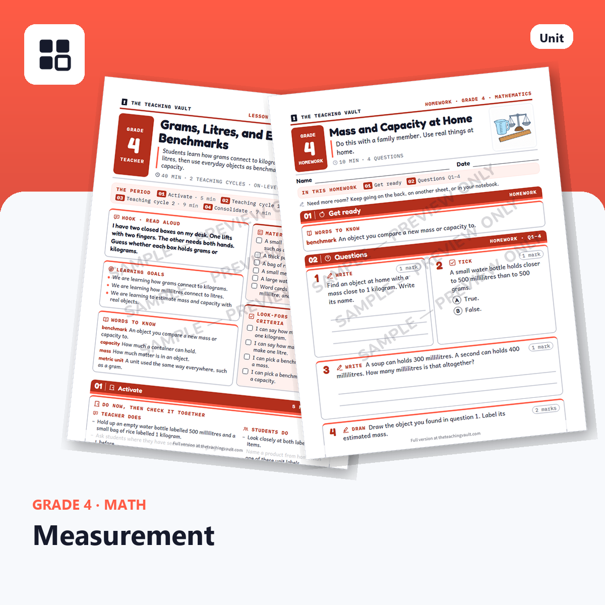 Grade 4 Measurement cover