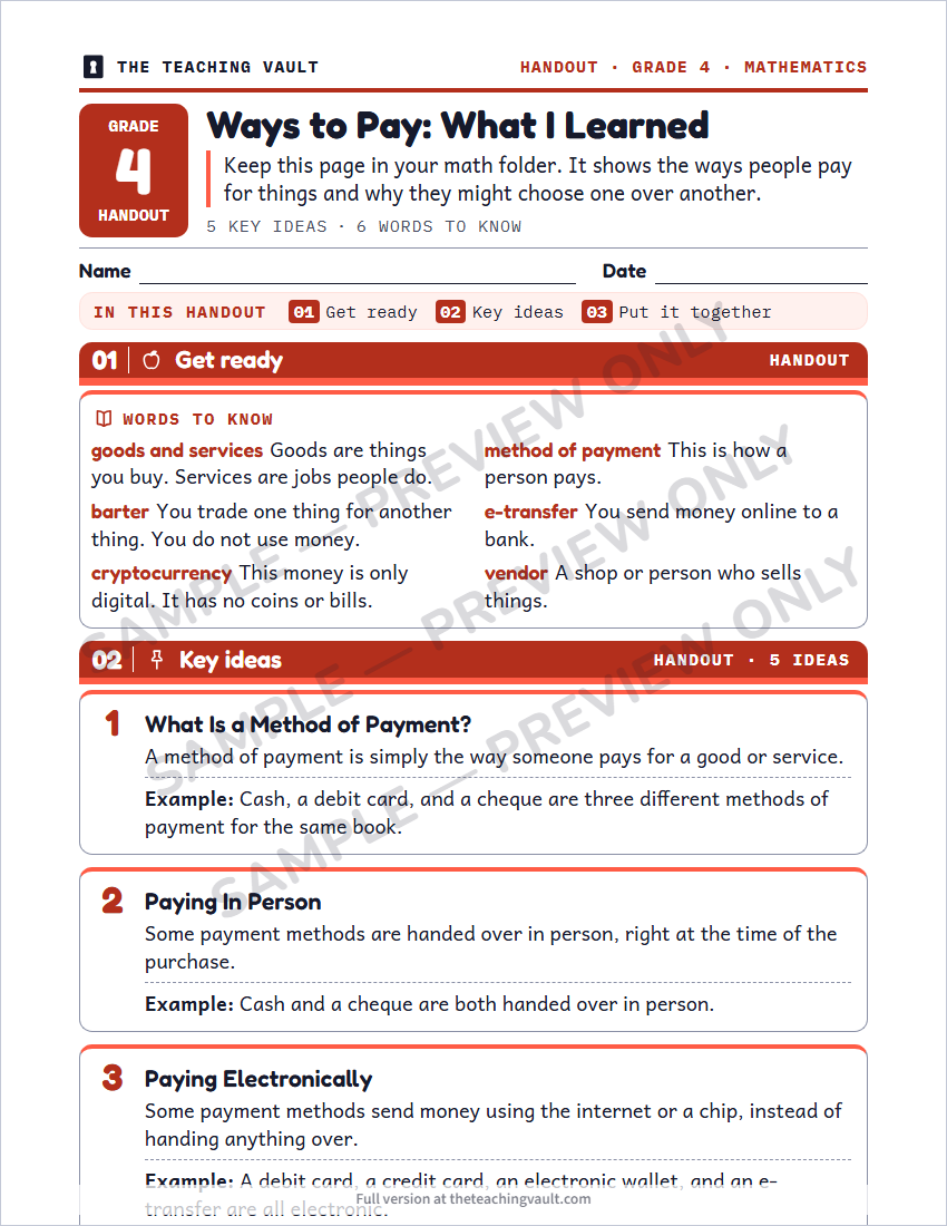 Sample handout page