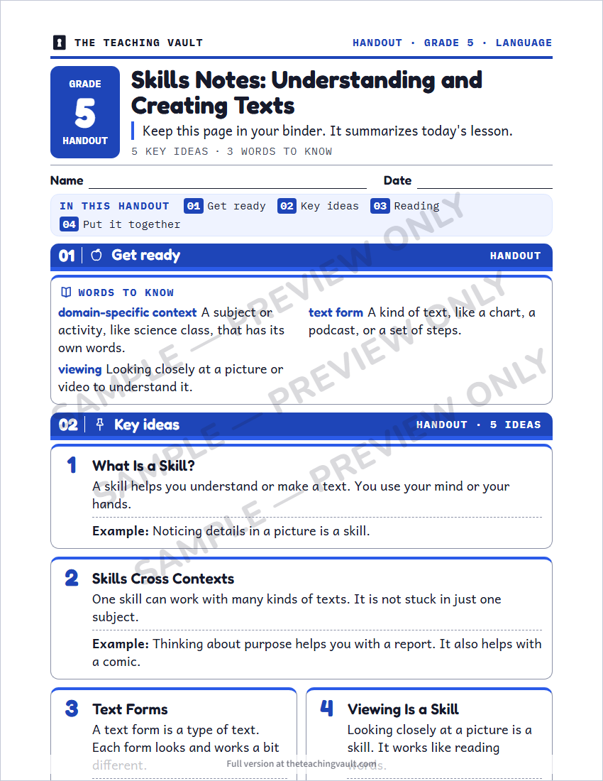 Sample handout page