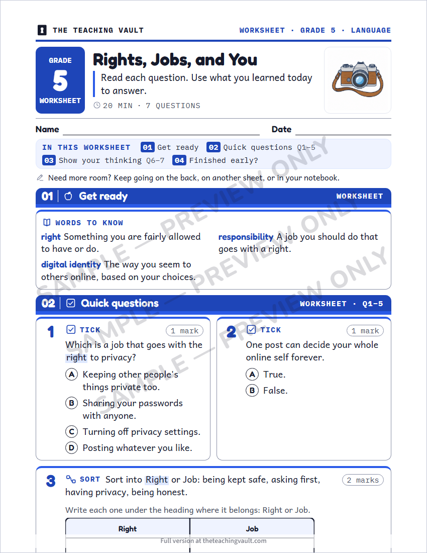 Sample worksheet page