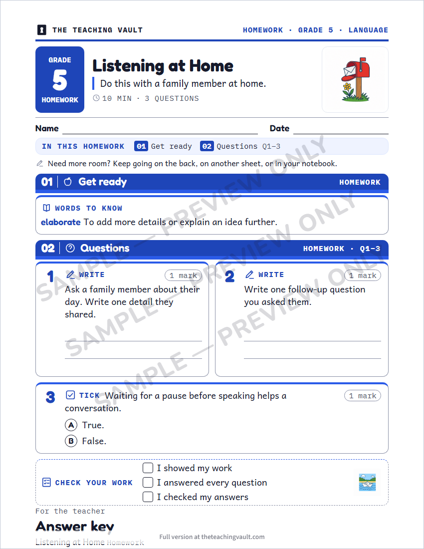 Sample homework page